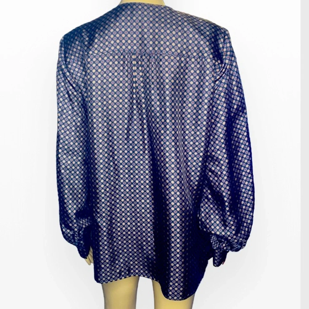 Lafayette 148 New York Tops | Lafayette 148 Neck Mao Blouse Sz M - Picture 4 of 8